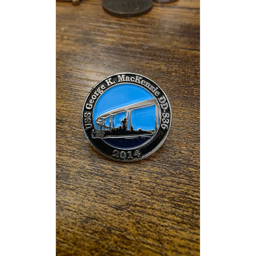 USS George K MacKenzie DD-836 Navy Destroyer 2014 Enamel Lapel Pin Blue Black